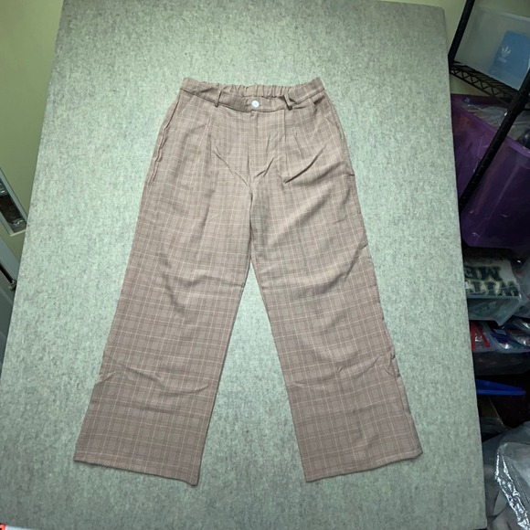 Womens 2XL Plaid Wide Leg High Waist Pants Casual Trousers Elastic Waist NWOT - Picture 1 of 10